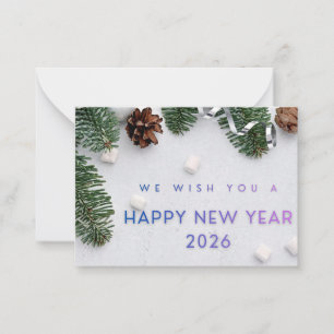 Elegant Happy New Year 2026 Flat Note Card