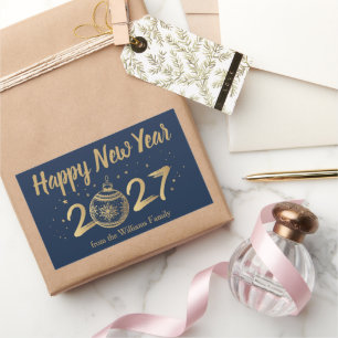 Elegant Happy New Year 2027 Personalized Rectangular Sticker