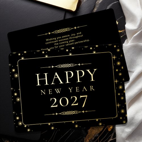 Elegant Happy New Year Business Gold Foil Holiday Card