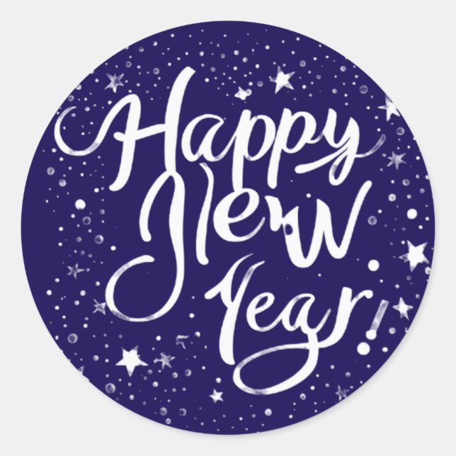 Elegant "Happy New Year" Celebration Sticker (Front)