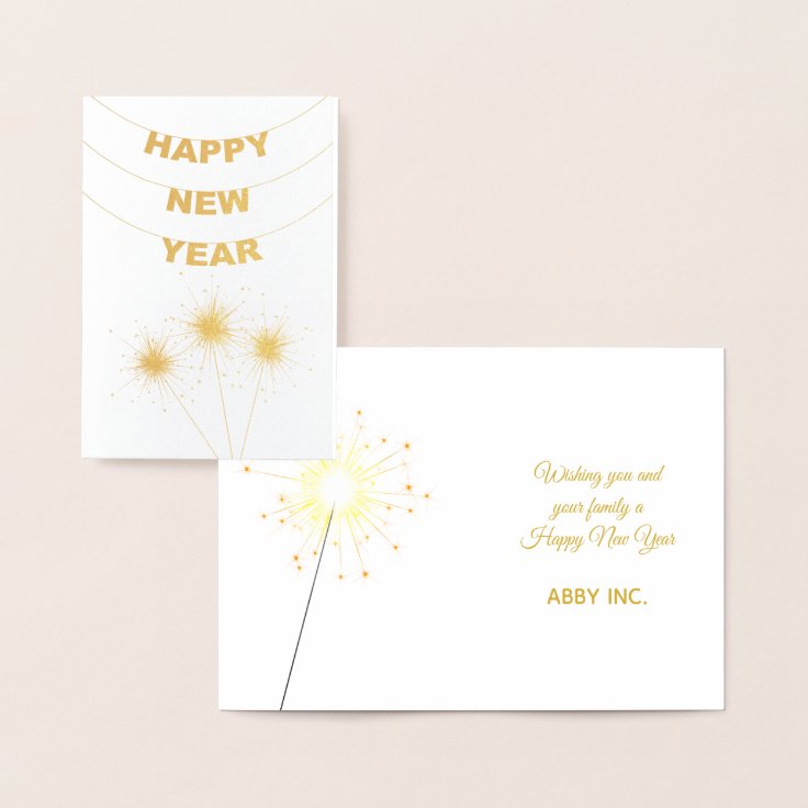 Elegant Happy New Year Corporate Gold Foil Card | Zazzle