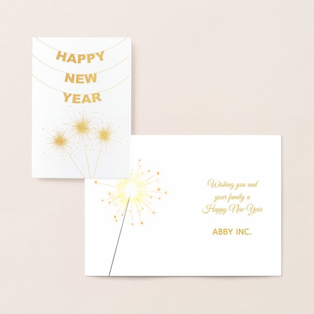 Elegant Happy New Year Corporate Gold Foil Card (Display)