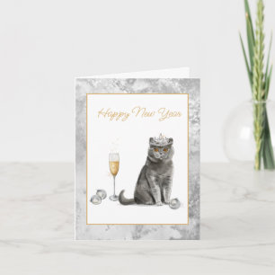 Elegant Happy New Year From the Cat Card