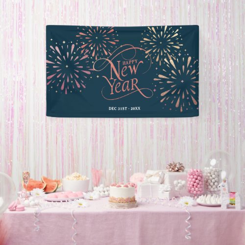 Elegant Happy New Year Gold Foil Banner