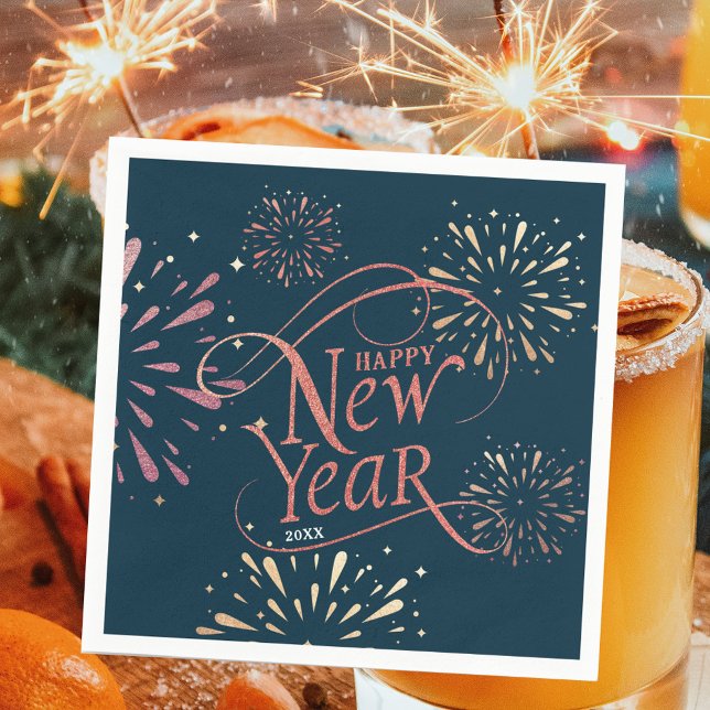 Elegant Happy New Year Gold Foil Napkins (Creator Uploaded)