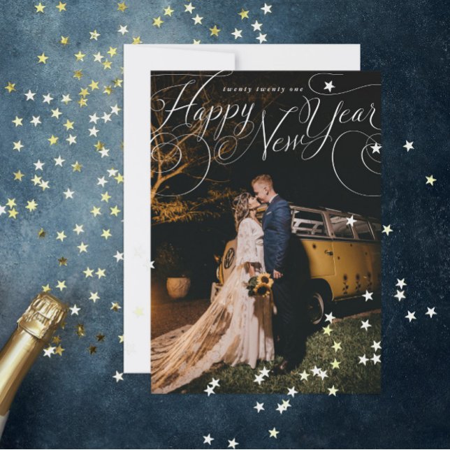 Elegant Happy New Year Photo Holiday Card (Creator Uploaded)
