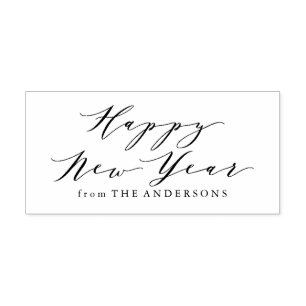 Elegant Happy New Year Return Address Stamp