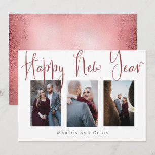Elegant Happy New Year Rose Gold Photo Collage