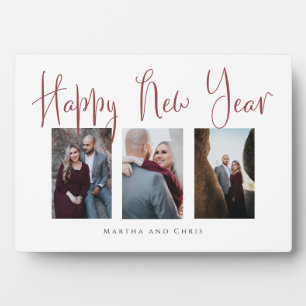 Elegant Happy New Year Rose Gold Photo Collage  Plaque