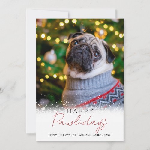 Elegant Happy Pawlidays Photo Dog Pet Holiday Card