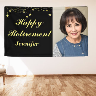 Elegant Happy Retirement Gold Photo Banner
