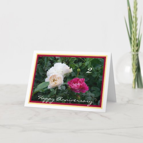 Elegant Happy Second Wedding Anniversary w Roses Card