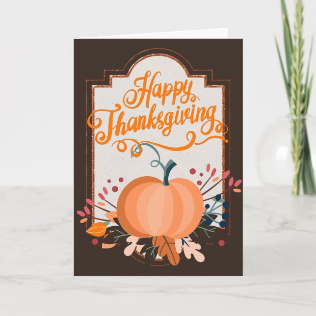 Elegant Happy Thanksgiving Card (Front)