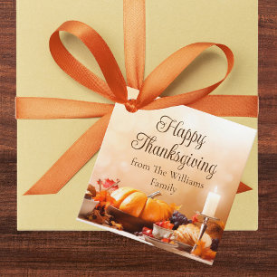 Elegant Happy Thanksgiving Custom Dinner Party Favor Tags