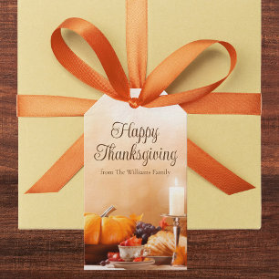 Elegant Happy Thanksgiving Dinner Party Custom Gift Tags