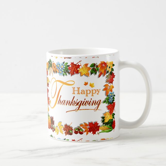 Elegant Happy Thanksgiving Greetings Coffee Mug (Right)