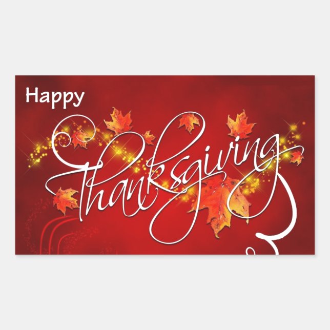 Elegant Happy Thanksgiving Greetings Rectangular Sticker (Front)