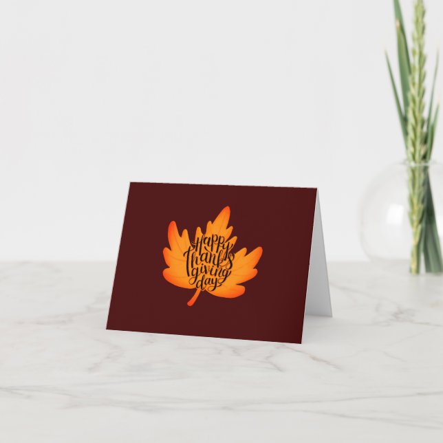 Elegant Happy Thanksgiving on the Leaf Fall Holiday Card (Front)