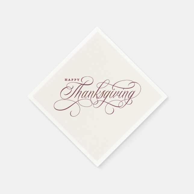 Elegant Happy Thanksgiving script design Napkins (Corner)