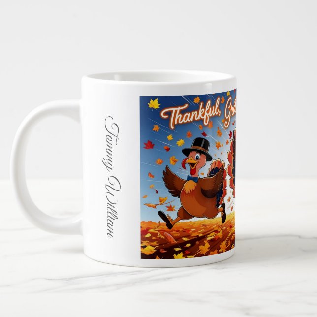  Elegant Happy Thanksgiving Turkey  Giant Coffee Mug (Left)