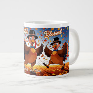 Elegant Happy Thanksgiving Turkey Giant Coffee Mug