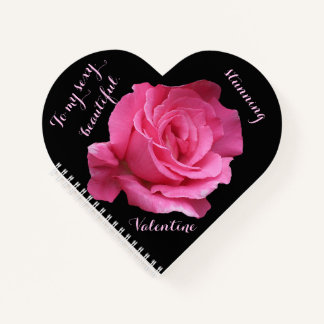 Elegant Happy Valentine pink rose black love diary Notebook