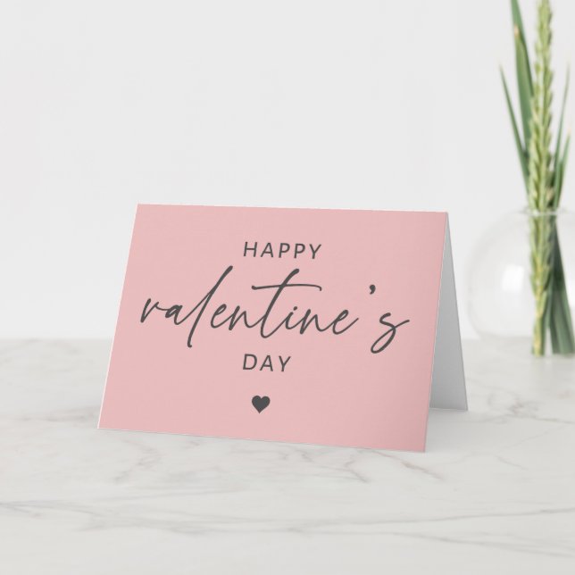 Elegant Happy Valentine's day Blush Pink Card (Front)