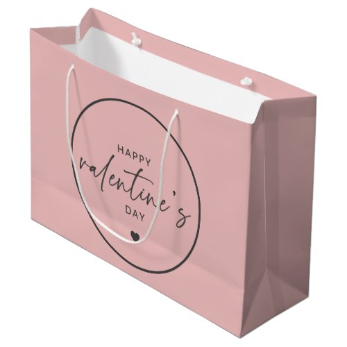 Elegant Happy Valentines day Blush Pink Large Gift Bag