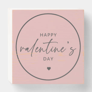 Elegant Happy Valentine's day Blush Pink Wooden Box Sign