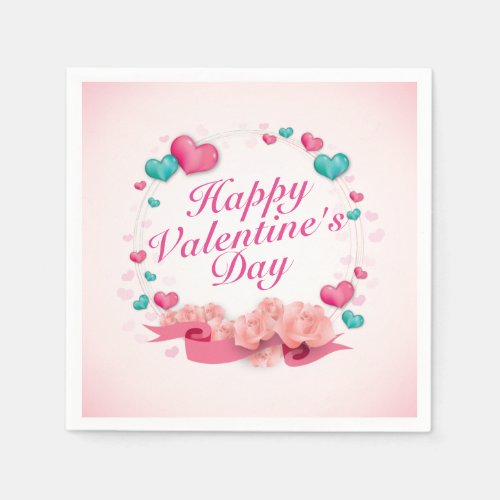 Elegant Happy Valentines Day Candy Hearts Napkin
