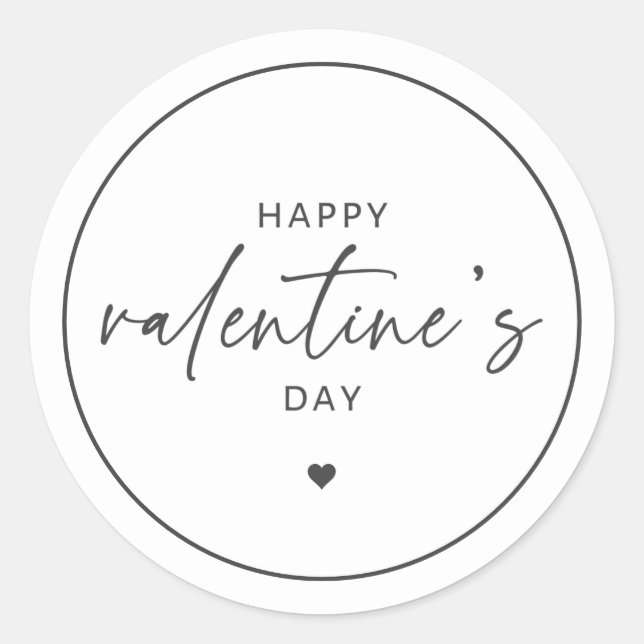 Elegant Happy Valentine's day Classic Round Sticke Sticker (Front)