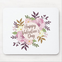 Elegant Happy Valentine&#39;s Day Floral Mousepad