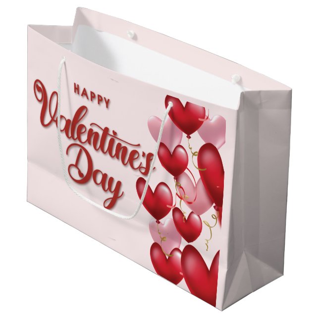 Elegant Happy Valentine's Day  Large Gift Bag (Front Angled)