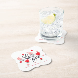 Elegant Happy Valentine's Day Paper Coaster