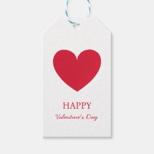 Elegant Happy Valentine's Day Red Heart on White   Gift Tags