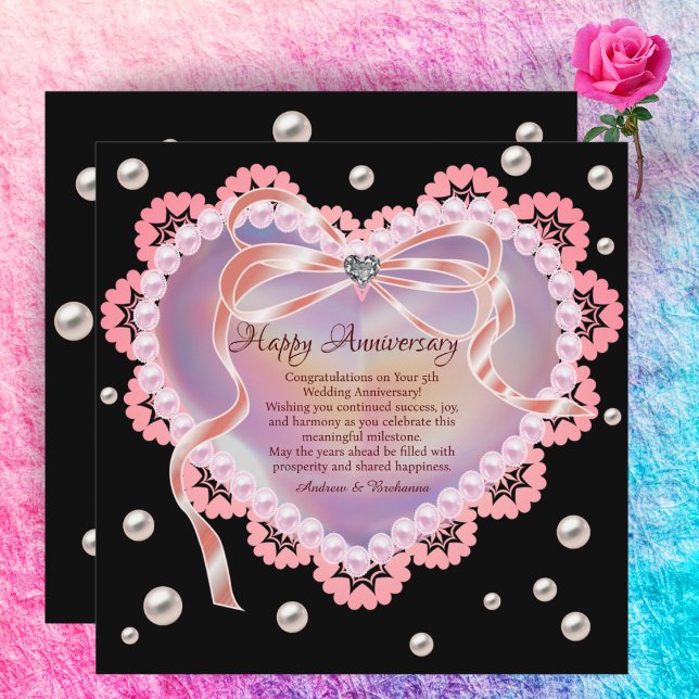 Elegant Happy Wedding Anniversary Pink Lace Heart  Note Card (Creator Uploaded)