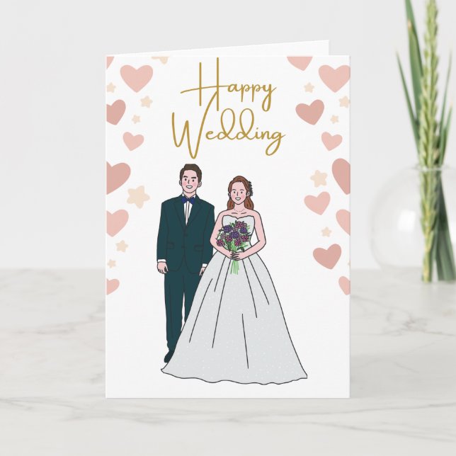Elegant Happy Wedding Greeting Card – Romantic Bri (Front)