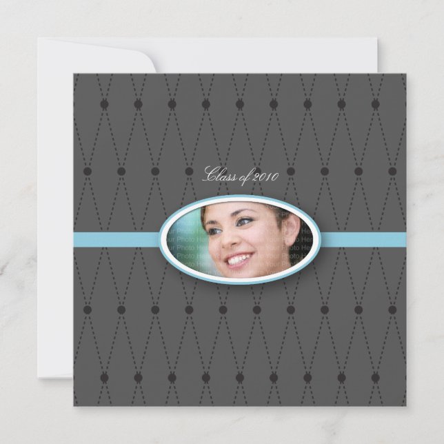 Elegant Harlequin Pattern: Blue Invitation (Front)