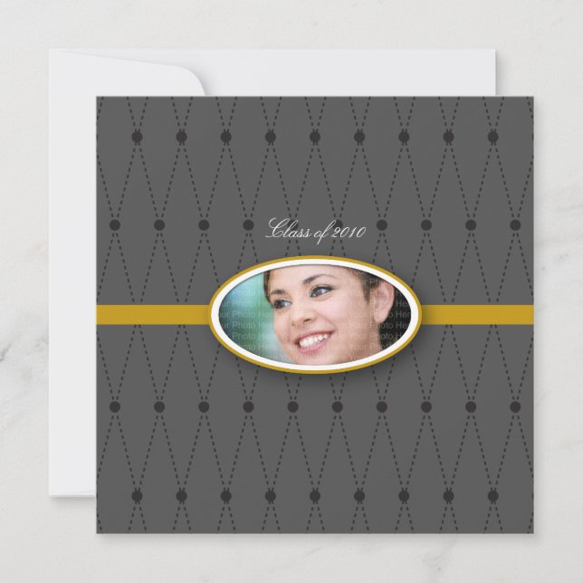 Elegant Harlequin Pattern: Gold Invitation (Front)