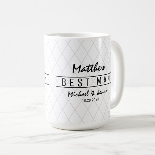 Elegant Harlequin Personalized Best Man Wedding Coffee Mug