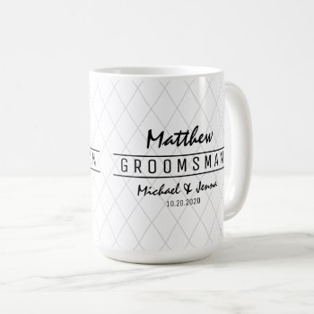Elegant Harlequin Personalized Groomsman Wedding Coffee Mug by wasootch at Zazzle