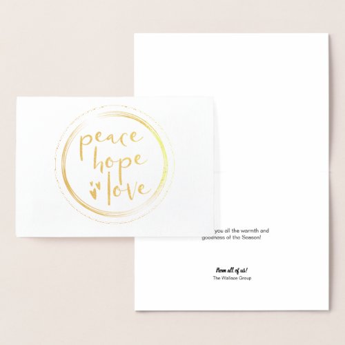 Elegant Harmony Gold Foil Peace Hope Love Compa Foil Card