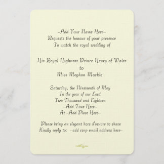 Elegant Harry Meghan Royal Wedding Invite (Ivory)