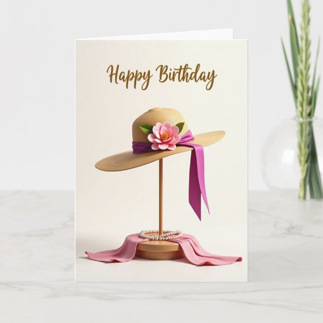 Elegant Hat Birthday Card (Front)