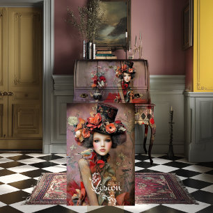 Elegant Hatter Top Hat Red Rose Portrait Tissue Paper