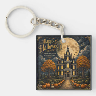 Elegant Haunted Manor Halloween Keychain