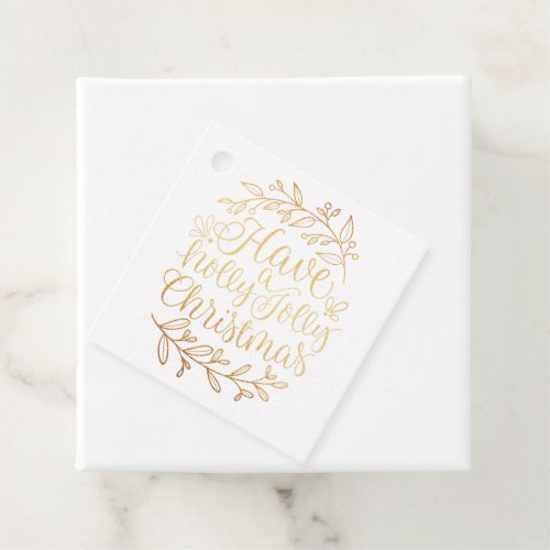 Elegant Have a Holly Jolly Christmas Calligraphy Favor Tags