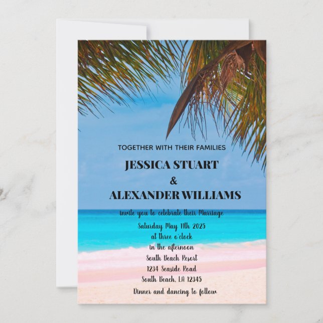 Elegant Hawaii Beach Summer Tropical Wedding Invit Invitation (Front)