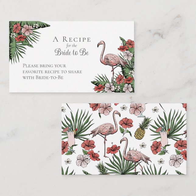 Elegant Hawaiian Bridal Shower Floral Recipe Enclosure Card (Front/Back)