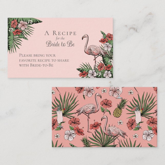 Elegant Hawaiian Bridal Shower Floral Recipe Enclosure Card (Front/Back)